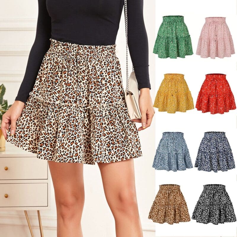 Mini Jupe Bohème Taille Haute Fleurie