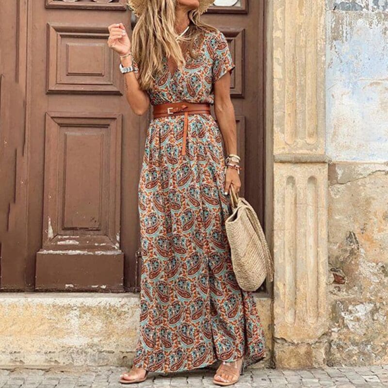 Robe Longue Bohème Fendue Paisley