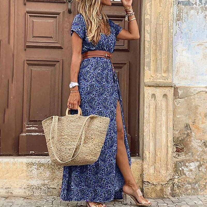 Robe Longue Bohème Fendue Paisley