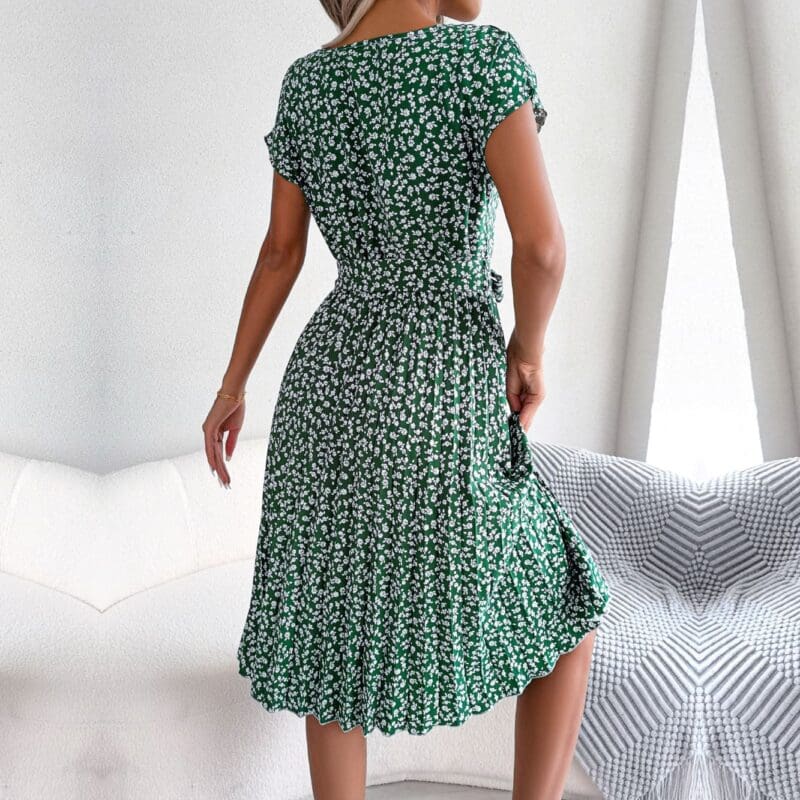 Robe Longue Plissée Taille Haute