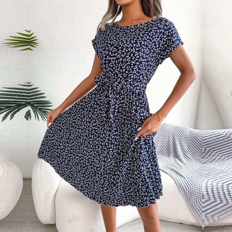 Robe Longue Plissée Taille Haute