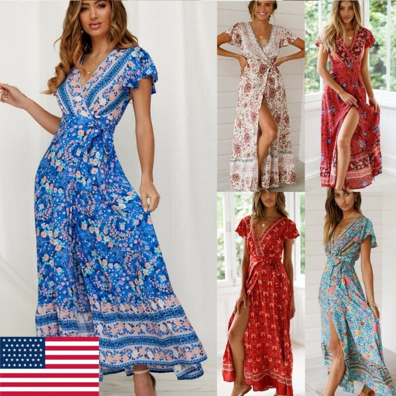 Robe Longue Italienne à Fleurs en Coton