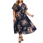 robe grande taille bohème chic bleu marine