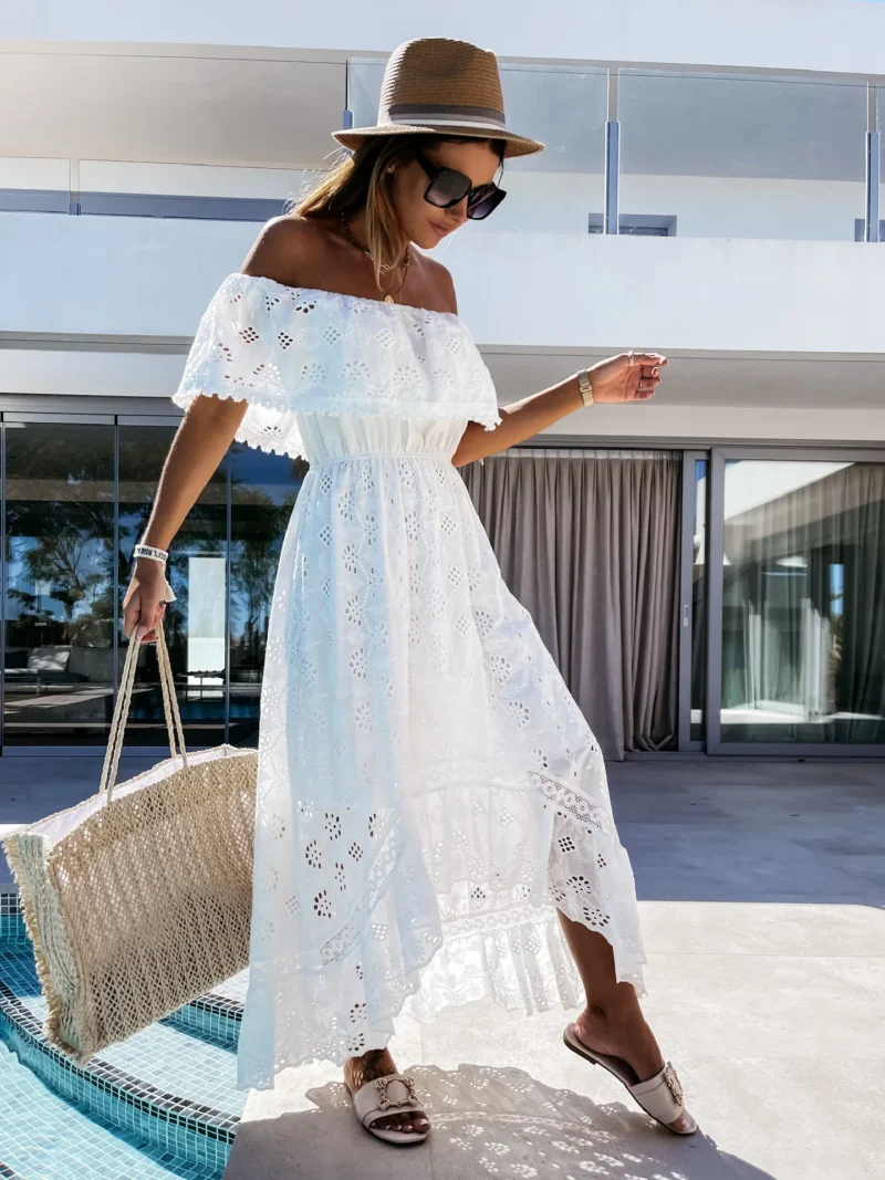 Broderie anglaise robe blanche bohème
