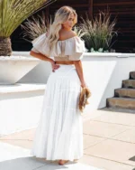 Jupe bohème longue blanche