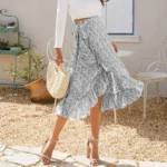 jupe boheme mi longueur grise