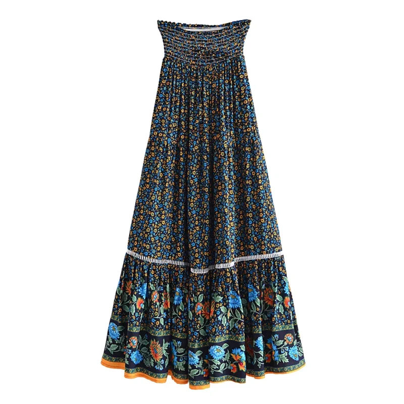 Jupe hippie bohème bleue