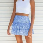 mini jupe bohème bleu ciel