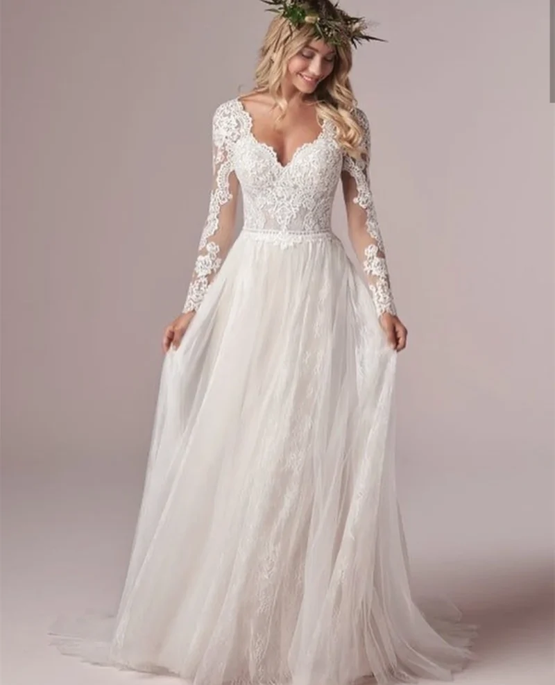 Robe à dos dénudé élégante de style bohème pour mariage