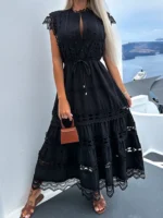 Robe anglaise en bohème broderie noire