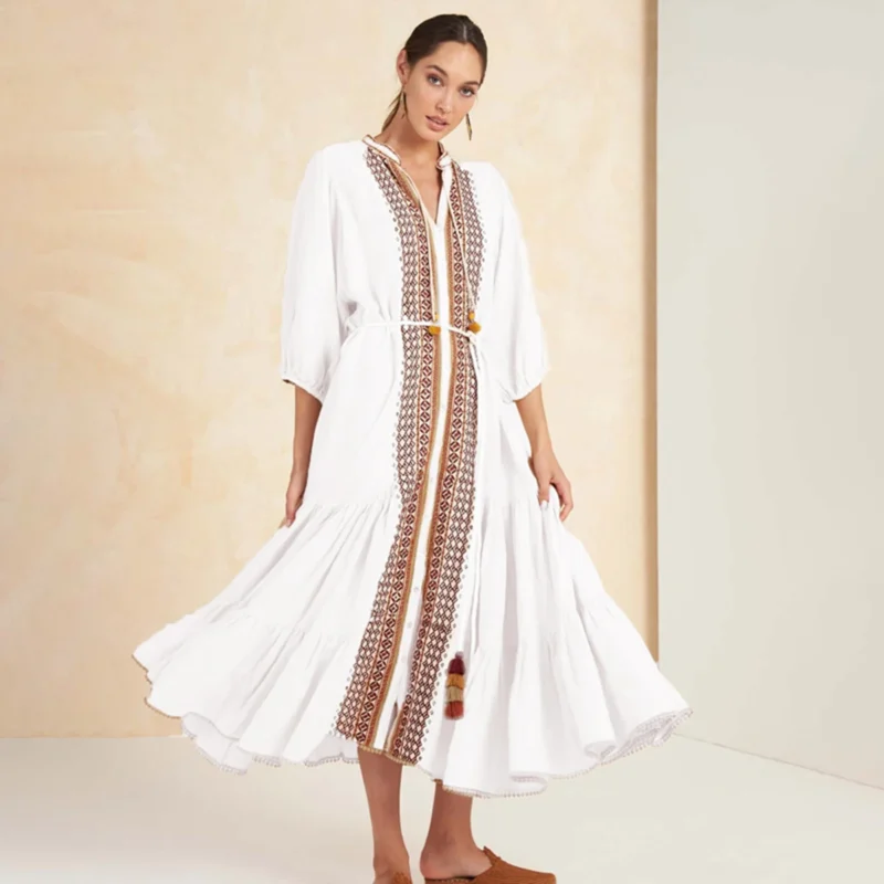 robe boheme 100% coton blanche
