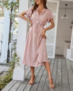 robe boheme mi longue rose