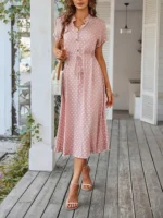 robe boheme mi longue rose