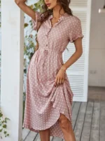 robe boheme mi longue rose