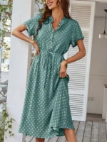 robe boheme mi longue verte