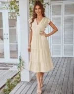 Robe chic bohème beige