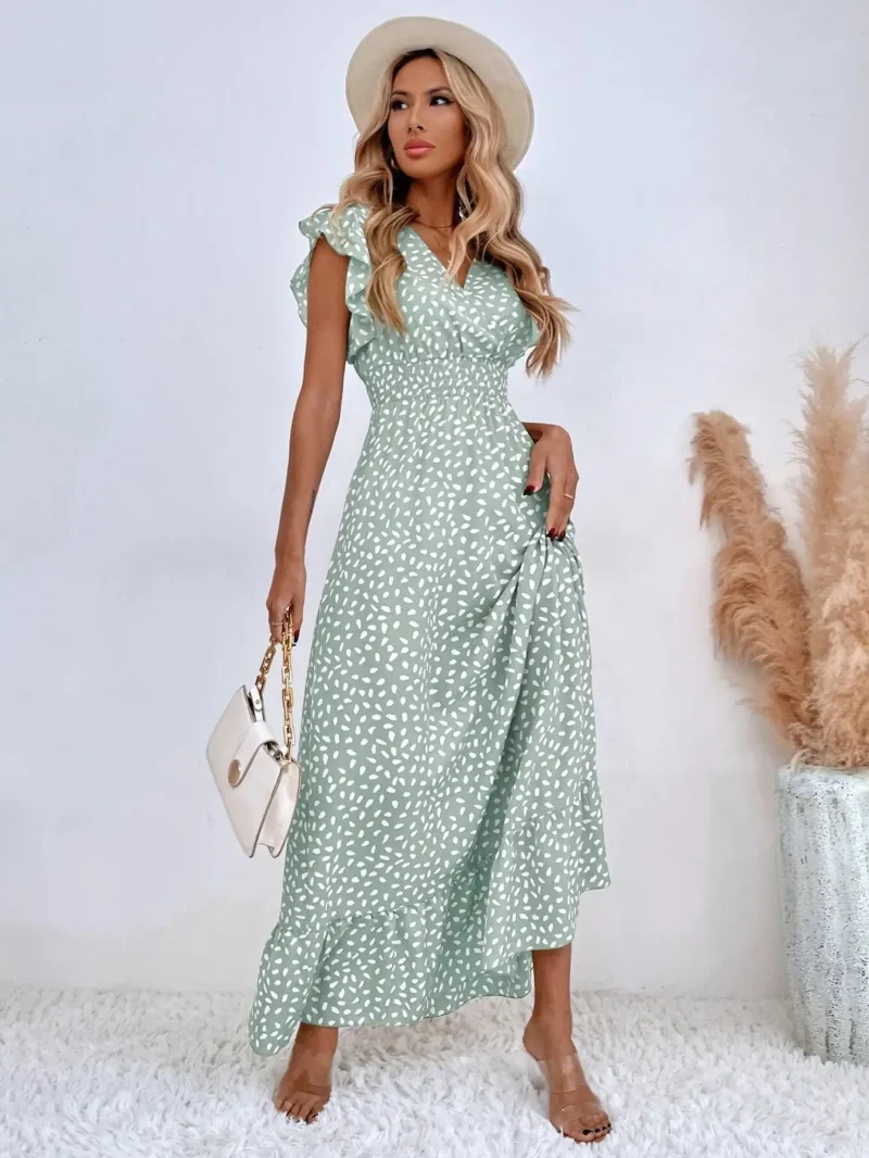 Robe chic mariage bohème invitée verte