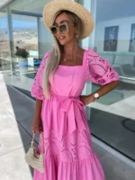 robe de soirée bohème rose