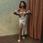 Robe épaule dénudée style bohème