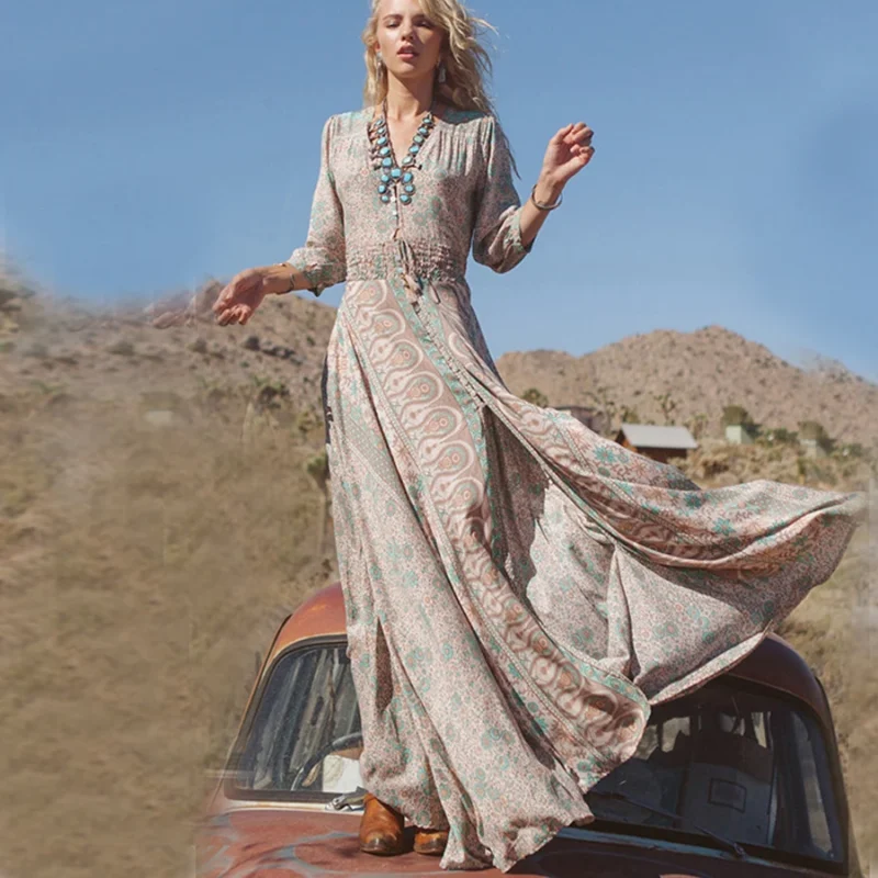 Robe gitane bohémienne longue