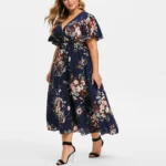 robe grande taille bohème chic bleu marine