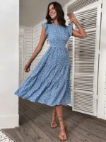 robe longue bohème bleue
