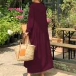 robe longue coton bohème bordeaux