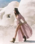 Robe Longue Lin Bohème rose