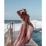 Robe Longue Lin Bohème rose