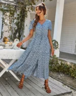 robe boheme vintage fleurie bleue